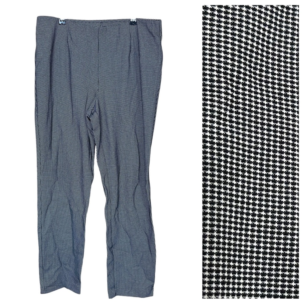 J Jill Ponte Slim Leg Black White Printed High Waist Stretchy Office Pants Large